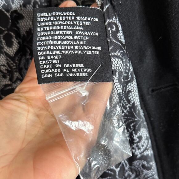 Guess Women’s Black Pea Coat Size Large New - Picture 7 of 7